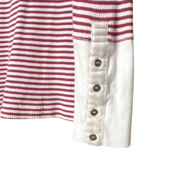 Sundance Elemental Joy Striped Thermal Long Sleeve Top Button Cuffs Red Size L - Picture 5 of 7